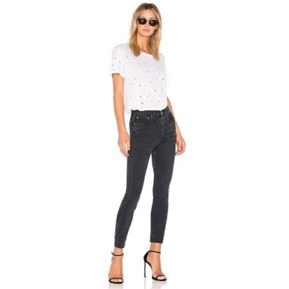 RE/DONE Originals High-Rise Skinny Ankle Jeans Button Fly Worn Black Women’s 26